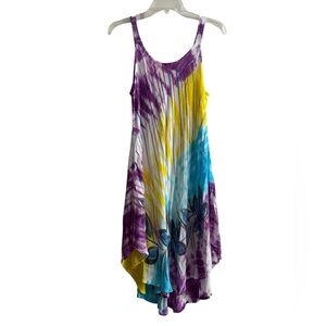 Tie Dye Festival Coverup w/ Artsy Floral Design - One Size Fits Most